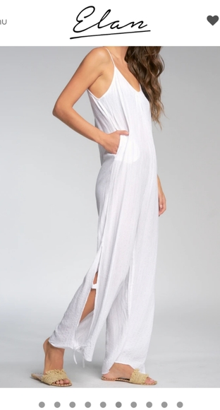 NWT Elan Gemma White Wide Leg Jumpsuit Cover Up - Picture 4 of 11